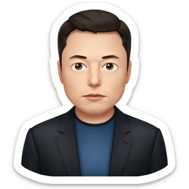 make me elon musk serious face dark hair  sticker