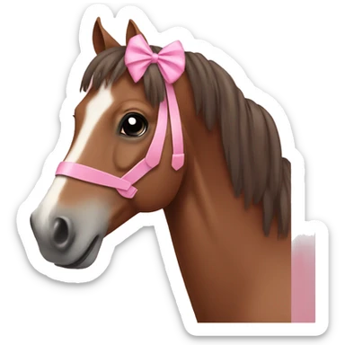 Brown horse with a pink bow￼ sticker