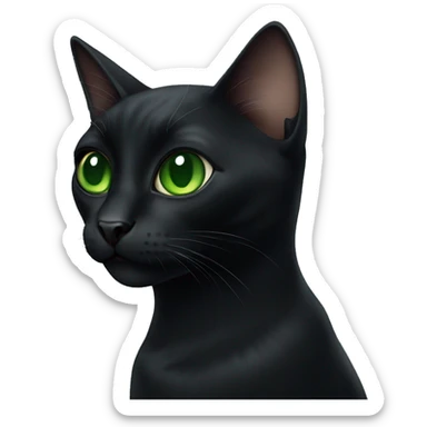 Black cat with big green eyes  sticker