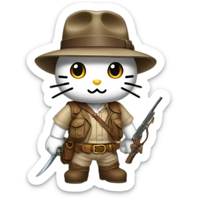 Hello kitty as Indiana Jones sticker