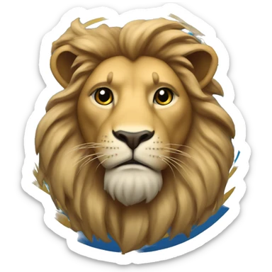 Un lion qui travaille avec une pelle sticker
