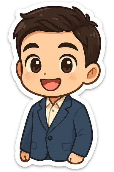 Convert the photo into a cute and cartoonish sticker with a transparent background. The face should have a happy and attractive expression, in a cartoon and fantasy style, emphasizing charm and playfulness. sticker