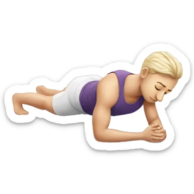 white doing plank on yoga mat sticker