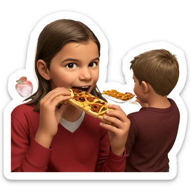 boys enjoying food by window sticker