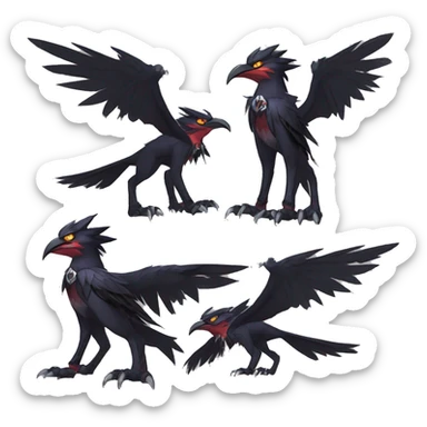 cool edgy black punk red nargacuga-raven-Noivern-cat-animal hybrid Fakemon collar full body sticker