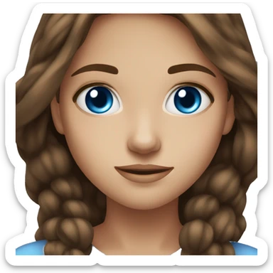 Pretty girl brown hair blue eyes sticker