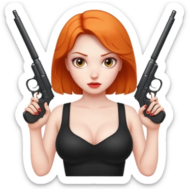 Woman with guns for boobs sticker