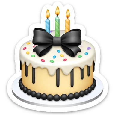 Birthday cake with thin string black bows sticker