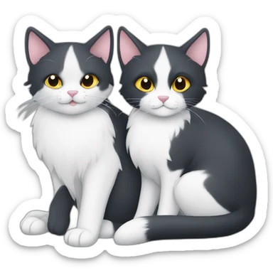 tuxedo cat and silver fox cuddling sticker