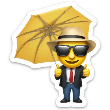 smiling thumbs up with sunglasses and a parasol sticker