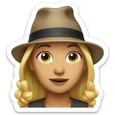 Ashley wearing hat sticker