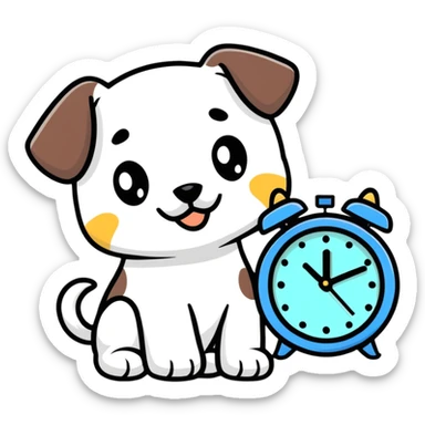 cute puppy holding a digital clock sticker