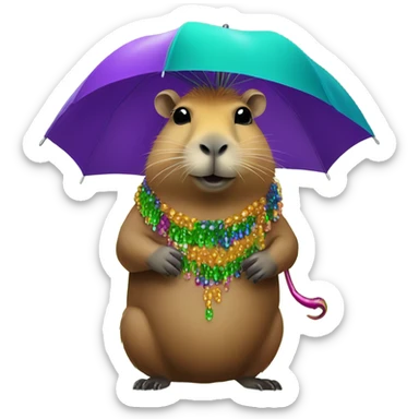 Capybara going to Mardi Gras  sticker