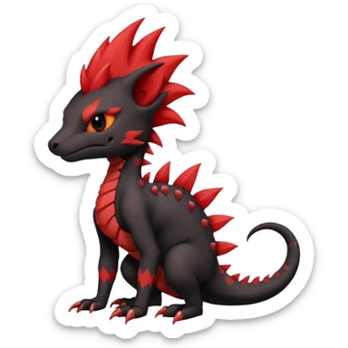 Fiery gothic evil black and red salandit-Liten-torracat with a red Mohawk  sticker