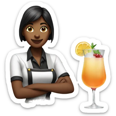 girl bartender shaking a cocktail sticker