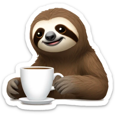 a sloth sipping coffee sticker
