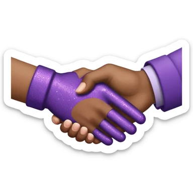 Glitter Purple and Cian handshake sticker