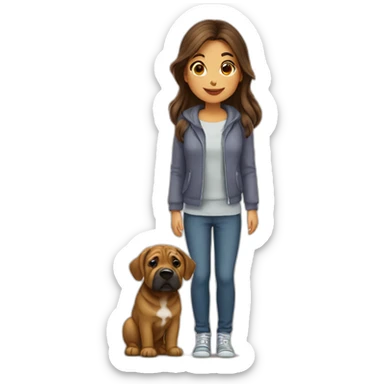Fille brune avec un sharpei sticker