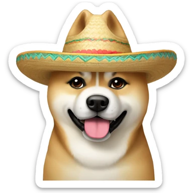 Akita with a sombrero sticker