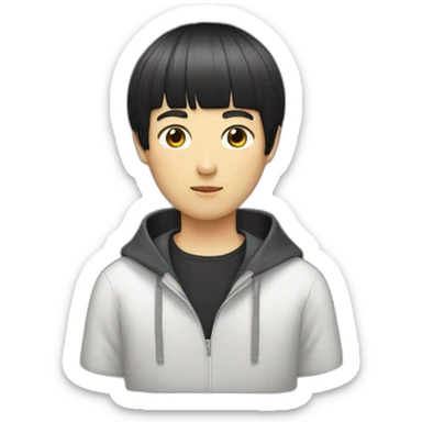 Japanese-guy-black-hair-bowl-cut sticker