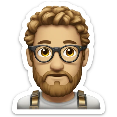 Make cyborg, light brown hair, light brown beard, steampunk glasses, circuits, wires  sticker