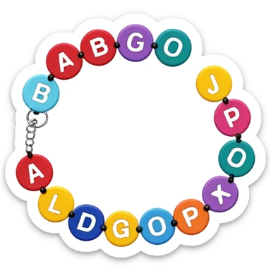 colourful alphabet flat round beaded bracelet  sticker