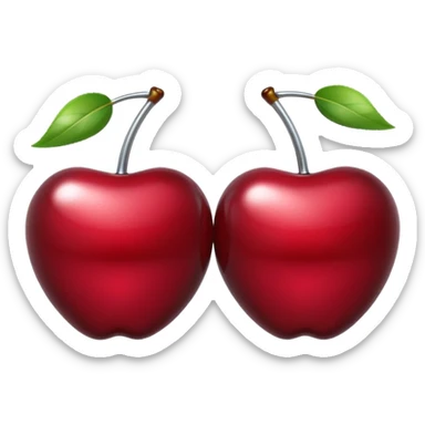 A pair of cherries emoji made of liquid silver chrome, smooth rounded shapes, glossy metallic surface, subtle sensual vibe, luxury sexy aesthetic, iOS emoji style, centered, clean white background sticker
