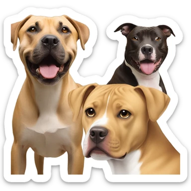 Black mouth cur next to black and white smiling pit bull sticker