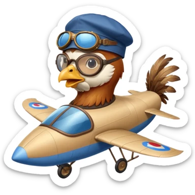 rooster pilot flying glider sticker