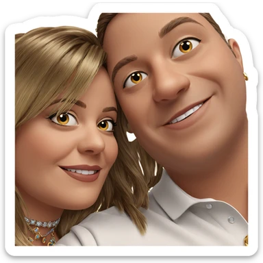 smiling friends with jewelry sticker