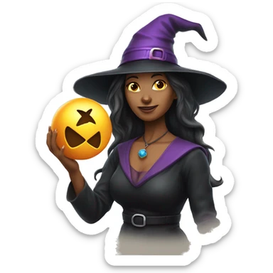 Woman with witch magic ball sticker