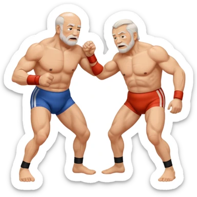 two old men wrestling  sticker
