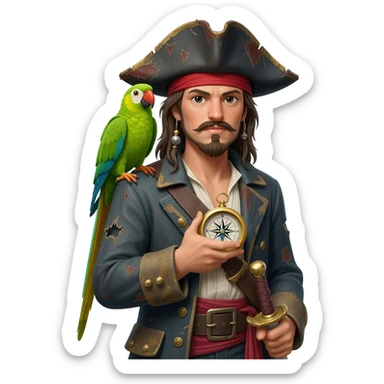 pirate and parrot sticker