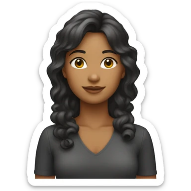 Una chica de pelo negro largo de 40 años con casco blanco  sticker