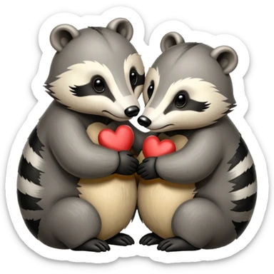 Two badgers hugging for comfort sticker
