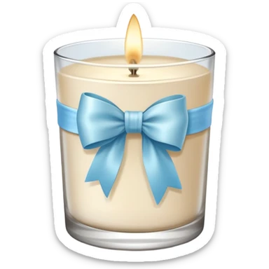 light beige scented candle in glass with a light blue bow





 sticker