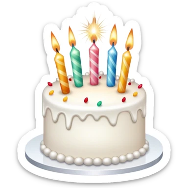 White birthday cake with sparkler candles sticker