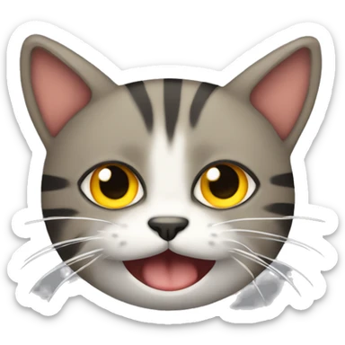 Gato con rayas y ojos amarillos, sacando la lengua sticker