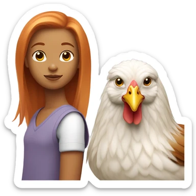 Ginger girl with straight hair and a brahma hen sticker