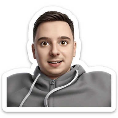 smiling boy in grey jacket sticker