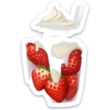 Fresas con crema blanca en un vaso 🥛 sticker
