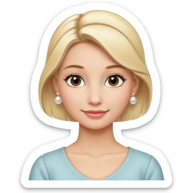 Blonde Women with Bun, Elegant Lady – blonde hair in neat low bun, pearl earrings, gentle smile.
 sticker