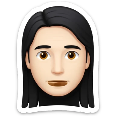 man with long hair but no wrinkles in 2d sticker