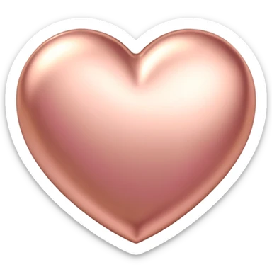 Simple elegant rose gold heart, metallic pink-gold finish sticker