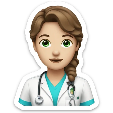 nurse with brown hair and blue eyes sticker
