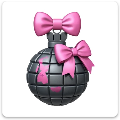 À grenade with a pinck bow sticker