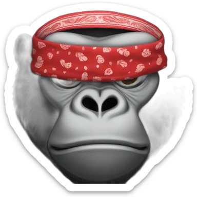 A gorilla wearing a Red bandanna with Paisley pattern around neck sticker
