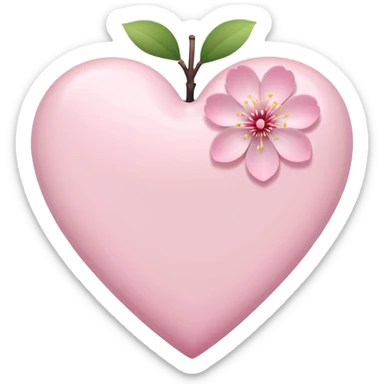 white heart emoji with a single sakura blossom sticker