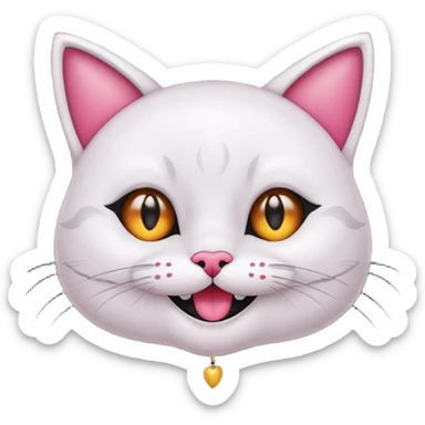 Gotito negro con ojos amarillo sonriendo feliz con los bigotes largos y disfraz de bruja de color rosa el disfraz con varita sticker