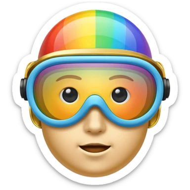 gold simulation rainbow visor goggles sticker